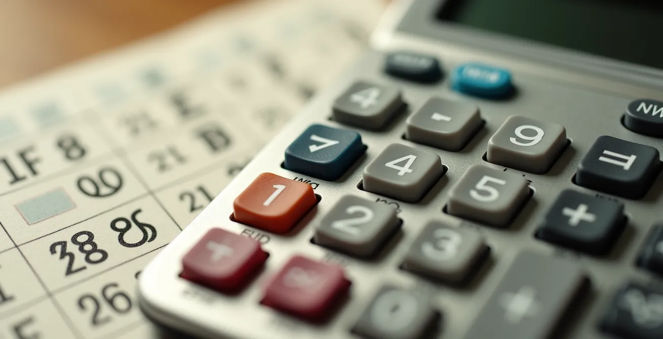 Dettaglio ravvicinato di calcolatrice e documenti finanziari con texture