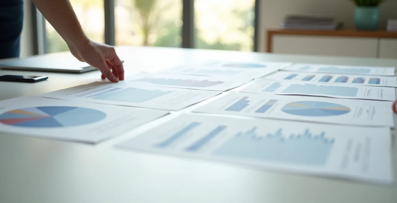 Professionista prepara documenti finanziari organizzati su scrivania