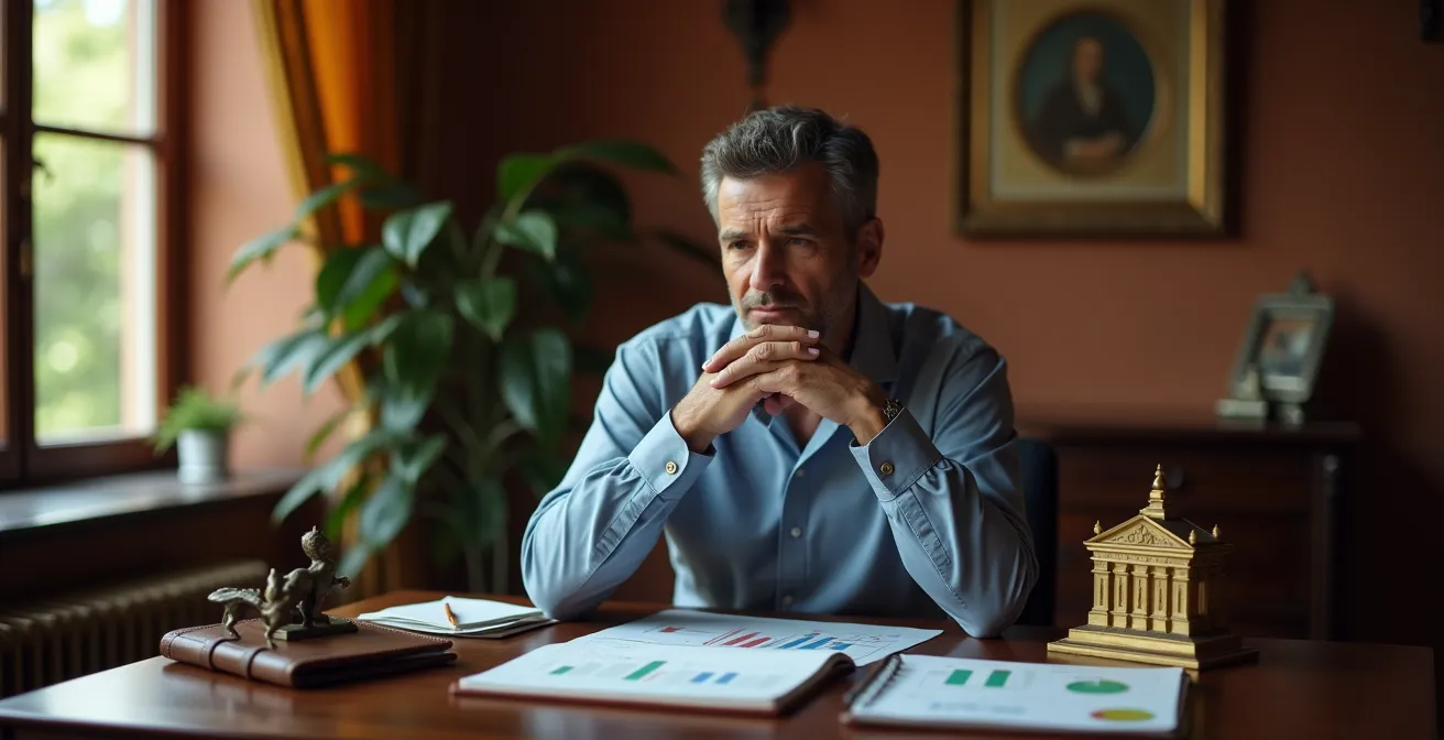 Investitore che analizza grafici di mercato durante una crisi finanziaria